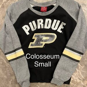 Colosseum Black and Gray Purdue Crewneck Sweater